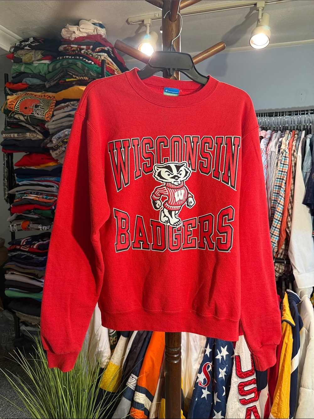 Wisconsin Badgers Red Vintage Crewneck Sweatshirt - Champion